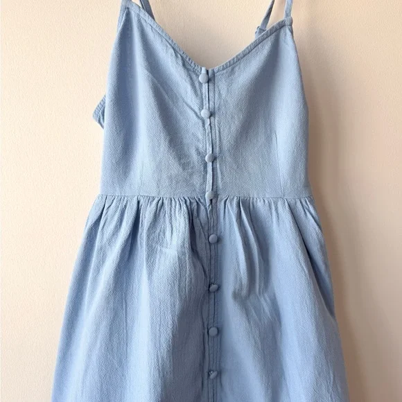 Universal Thread Pale Blue Button-Front Spaghetti Strap Midi Dress - Picture 2 of 4